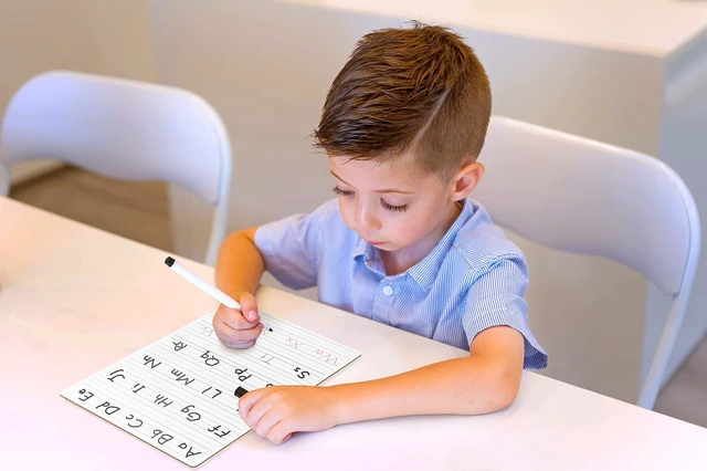 Alt view image 6 of 7 - Letter Tracing Board, Dry Erase Whiteboard with Erasers 10 Pack | Double Sided, Includes 10 Erasers, Dotted Guided Letters and Numbers for Ages 3 To 5
