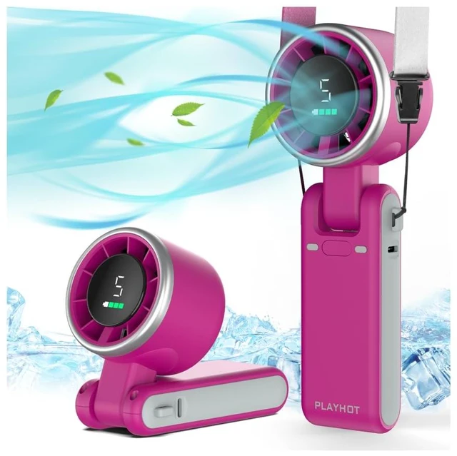 Main image of Portable Handheld Turbo Fan, Travel Essentials, Gifts for Women/Men | 5-Speed, Up to 12H, 10m/s Airflow, USB-C Rechargeable, LED Display, 3-in-1 Foldable Personal Fan for Cruise, Beach, Vacation