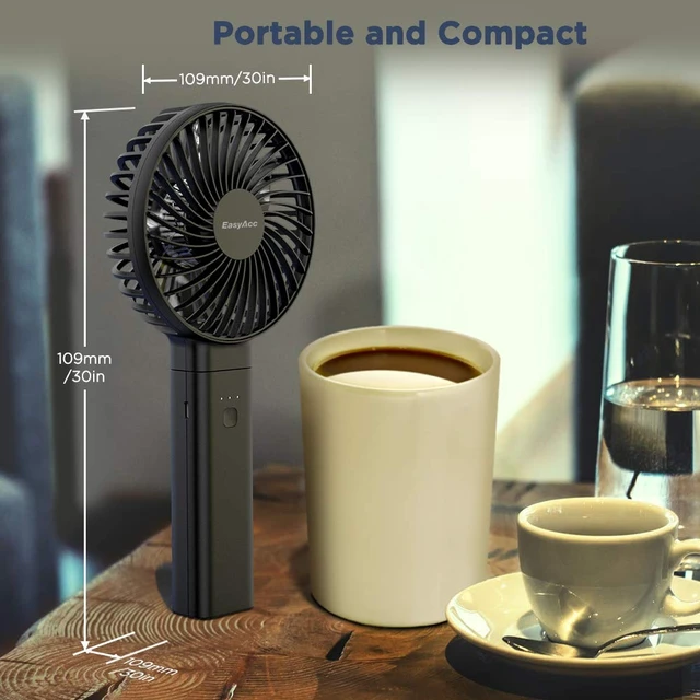 Alt view image 3 of 7 - Personal Fans Portable Rechargeable, Washable Guard + Powerful + 180°Foldable + Professional ODM Fan + Durable, 4 Speeds Portable Cooling Fan for Travel Outdoor Office