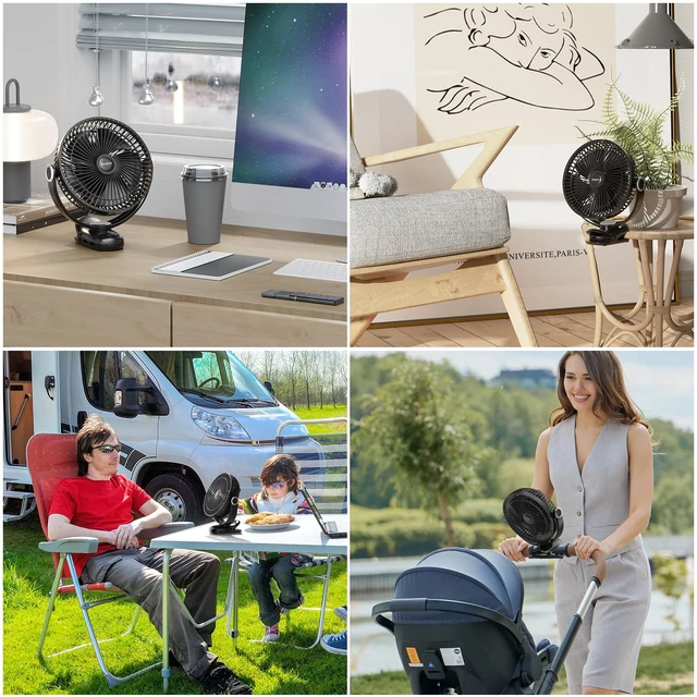 Alt view image 7 of 7 - Clip on Fan 30H Longest Runtime,8in Portable Fan Rechargeable | Strong Airflow,4 Speeds, Sturdy Clamp, Battery Operated Clip Fan for Office Golf Cart Travel Tent Outdoor Treadmill & Gym