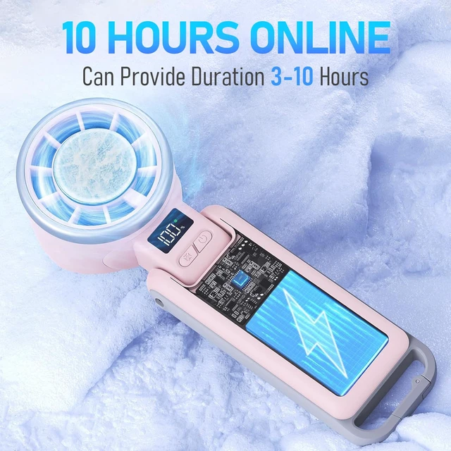 Alt view image 5 of 7 - Portable Handheld Cooling Fan, Travel Essentials, Gifts for Women | Instant Cooling, 10m/s Airflow, 5-Speed, 10H Max, USB-C Rechargeable, LED Display, 3-in-1 Foldable for Cruise, Beach Vacation
