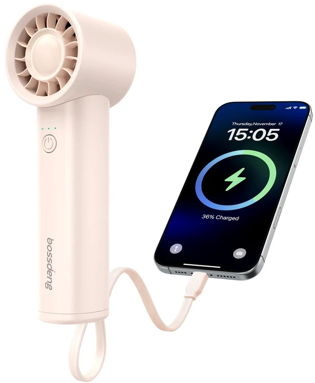 Main image of Portable Fan with Power Bank & Flashlight-Pink | 6.5H Max Cooling,USB-C Rechargeable,Mini Fan for Outdoor/Travel/Beach/Concerts/Summer.Gifts for Girl,Women.