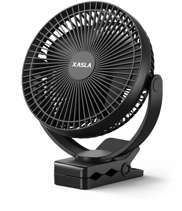 Main image of 10000mAh Portable Clip on Fan, 8 inch, Rechargeable Battery, Black | 24 Hours Work Time, 4 Speeds, Ideal USB Fan for Golf Cart, Outdoor Camping, Travel, Home, Office, Treadmill