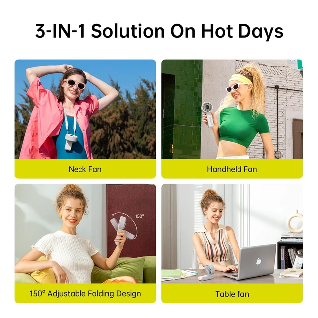 Alt view image 2 of 7 - Portable Handheld Fan Life7: 3-in-1 Hand, Desk & Neck Fan-Gery | 19.5H Max Cooling, 5-Speed, LED Display, 5000mAh Rechargeable,USB Foldable Fan for Travel/Concerts/Cruise/Sports Events/Gifts