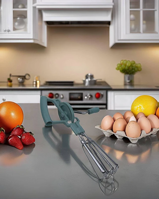 Alt view image 2 of 5 - Manual Rotary Egg Beater | Double Head Whisk | Hand Crank Whipper for Eggs, Cream and Batter