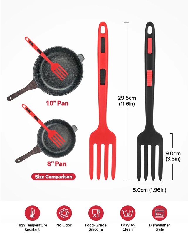 Alt view image 2 of 7 - Large Silicone Flexible Cooking Fork, Non Stick Whisks for Mix Ingredients | Food Grade, Heat Resistant,Upgrade Strong Handle, Great for Mash Food, Whisk Eggs, 11.6 inch