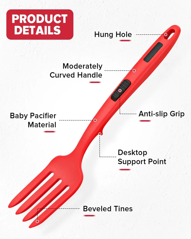 Alt view image 3 of 7 - Large Silicone Flexible Cooking Fork, Non Stick Whisks for Mix Ingredients | Food Grade, Heat Resistant,Upgrade Strong Handle, Great for Mash Food, Whisk Eggs, 11.6 inch