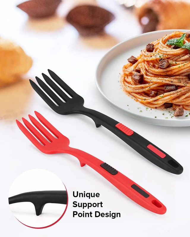 Alt view image 4 of 7 - Large Silicone Flexible Cooking Fork, Non Stick Whisks for Mix Ingredients | Food Grade, Heat Resistant,Upgrade Strong Handle, Great for Mash Food, Whisk Eggs, 11.6 inch