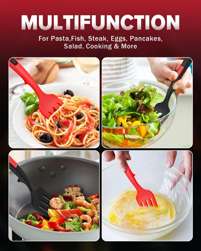 Alt view image 5 of 7 - Large Silicone Flexible Cooking Fork, Non Stick Whisks for Mix Ingredients | Food Grade, Heat Resistant,Upgrade Strong Handle, Great for Mash Food, Whisk Eggs, 11.6 inch