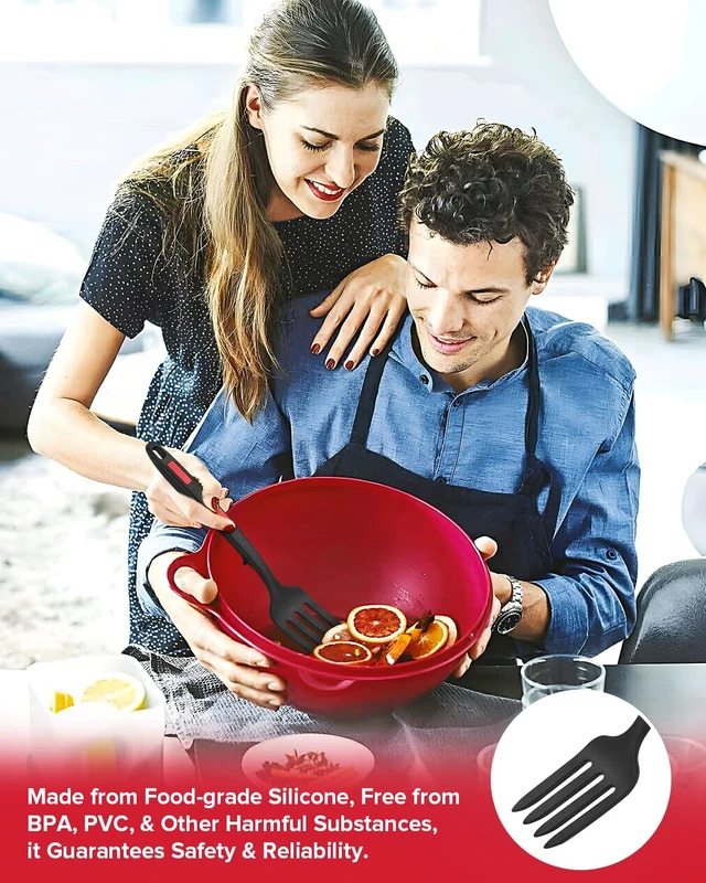 Alt view image 6 of 7 - Large Silicone Flexible Cooking Fork, Non Stick Whisks for Mix Ingredients | Food Grade, Heat Resistant,Upgrade Strong Handle, Great for Mash Food, Whisk Eggs, 11.6 inch