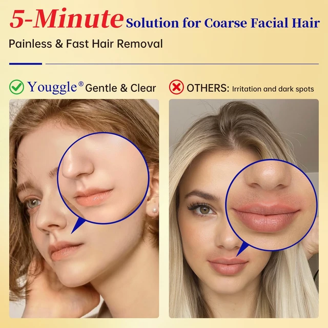 Alt view image 3 of 7 - Facial Hair Removal For Women, Painless & Gentle Hair Removal Cream 1.69 Oz | 5-Minute Painless Facial Hair Removal Cream, Chin | Upper Lip | Cheeks, Gentle for Sensitive Skin, Smooth for Up to 7 Days