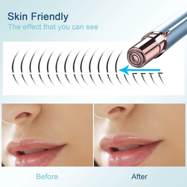 Alt view image 3 of 7 - Electric Facial Hair Removal for Women with 3 Replacement Heads | USB-C rechargeable, LED reveals fine hairs, Portable facial razor for upper/lip/chin/peach fuzz, On-the-Go, Glide and go