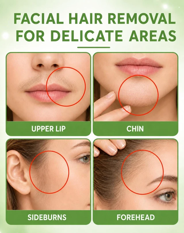 Alt view image 2 of 6 - 5 Min Facial Hair Removal for Women, Painless Face Hair Removal with Soothing Cream | At-Home Depilatory for Upper Lip, Chin & Sideburns | Sensitive Skin Friendly | Smooth Up to 7 Days, 2 Fl Oz
