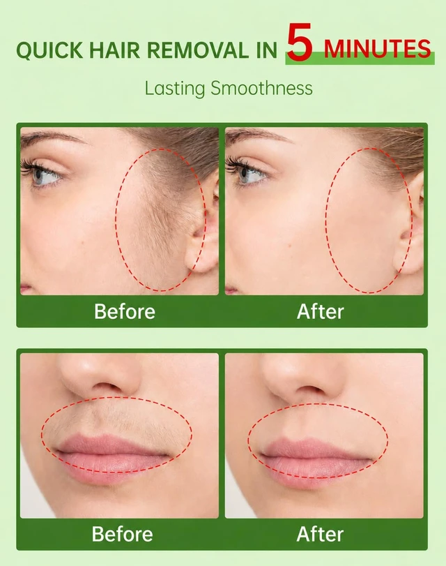 Alt view image 3 of 6 - 5 Min Facial Hair Removal for Women, Painless Face Hair Removal with Soothing Cream | At-Home Depilatory for Upper Lip, Chin & Sideburns | Sensitive Skin Friendly | Smooth Up to 7 Days, 2 Fl Oz