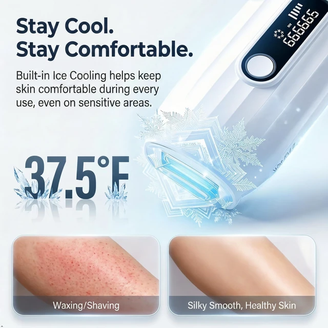 Alt view image 2 of 7 - FrostLite Pro Ice Cooling IPL Laser Hair Removal Device - At Home Gentle & Painless Hair Reduction for Smooth, Hair-Less Skin on Body for Women and Men