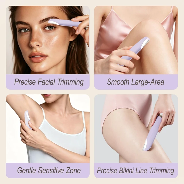 Alt view image 5 of 7 - Rechargeable Dermaplane Razor for Women Face Sonic Dermaplaning Tool for Silky Skin Painless with 4 blades, Electric Facial Exfoliation & Peach Fuzz Hair Removal with LED Light Non-Irritating