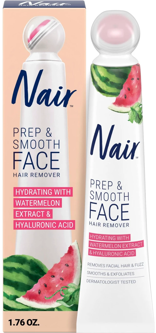 Main image of Prep & Smooth Face Exfoliating Hair Removal Cream for Women, 1.76 Oz | Dermatologist-Tested, Hyaluronic Acid, Watermelon Extract, Face Fuzz Removal, Upper Lip, Chin & Cheek Hair Removal