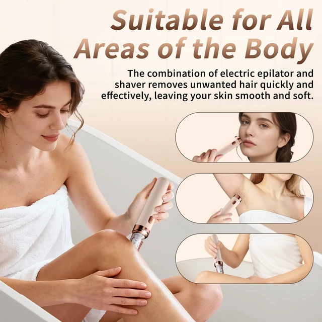 Alt view image 5 of 7 - Epilators Hair Removal for Women - 2-in-1 Epilator for Women with LED Light - Rechargeable Face Epilator -Smooth Glide Facial Hair Removal for Lady Chin/Leg/Arm/Underarm/Bikini Area/Pubic Hair Remover
