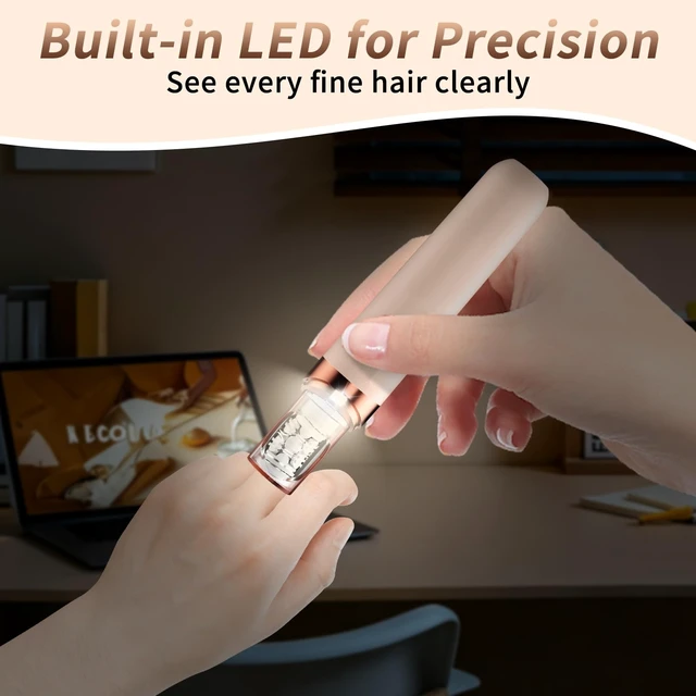Alt view image 6 of 7 - Epilators Hair Removal for Women - 2-in-1 Epilator for Women with LED Light - Rechargeable Face Epilator -Smooth Glide Facial Hair Removal for Lady Chin/Leg/Arm/Underarm/Bikini Area/Pubic Hair Remover