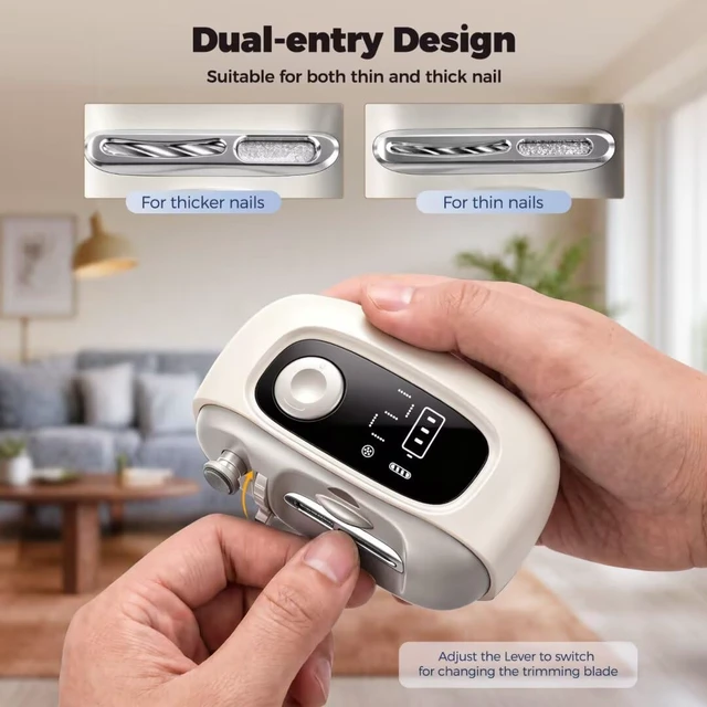 Alt view image 2 of 7 - 3-in-1 Electric Nail Clippers for Seniors, Rechargeable Nail Trimmer with Digital Display, Magnifying Glass & Light, Nail Filing & Polishing, Automatic Nail Clipper for Seniors, Women & Men (White)