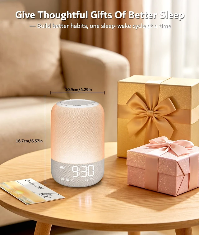 Alt view image 7 of 7 - Sunrise Alarm Clock, Wake Up Light with 2 Alarms, White Noise Machine | 25 Soothing Sounds, Bluetooth Speaker, Sunrise/Sunset Simulation, 12 Colors Nightlights for Heavy Sleepers Adults Bedroom