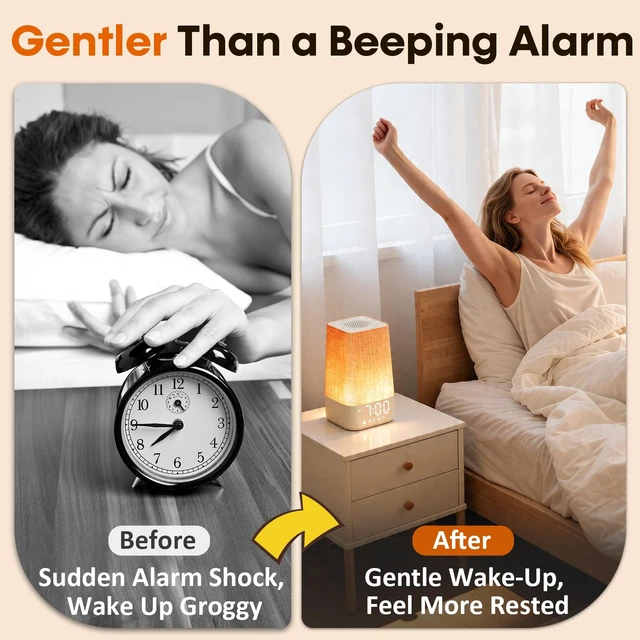 Alt view image 3 of 7 - Sunrise Alarm Clock with Sound Machine, Gentle Wake Up Light for Bedroom | 10-60 Mins Gradual Light, 30 Soothing Sounds, Adjustable Brightness, 32-Level Volume, Bright & Loud Enough for Dark Morning