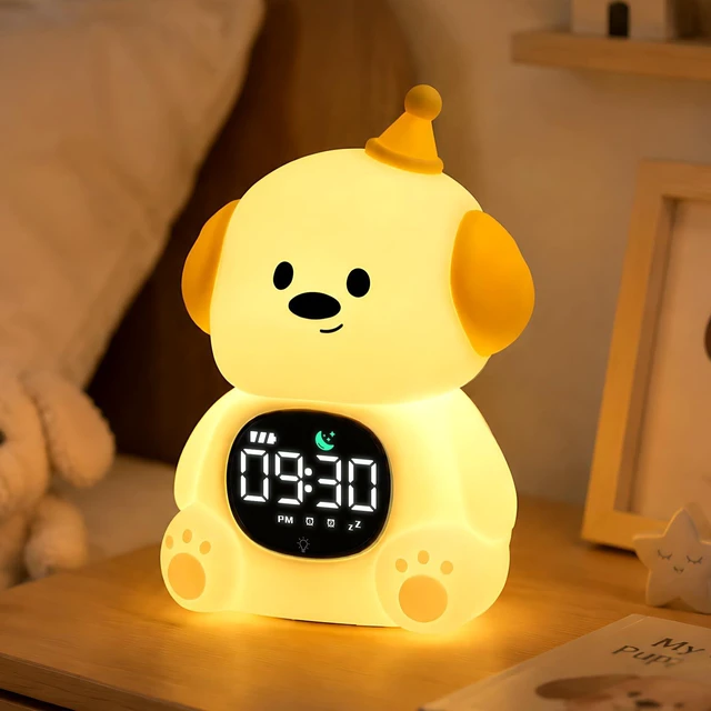 Main image of Dog Kids Alarm Clock with Night Light, OK to Wake Clock for Toddler | Cute Digital Clock for Bedroom Bedside, Dual Alarm, Multicolor Night Light, White Noise, Desk Clock Gift for Boys and Girls
