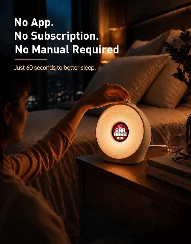 Alt view image 7 of 7 - Sunrise Alarm Clock with Pulse Wake, 7-Day Programmable 4 Loud Alarm | Sunset Sound Machine, Breathing Ambient Light,Wake Up Light, Play All Night Soothing Sounds, Easy Set IPS Display & 7 Themes