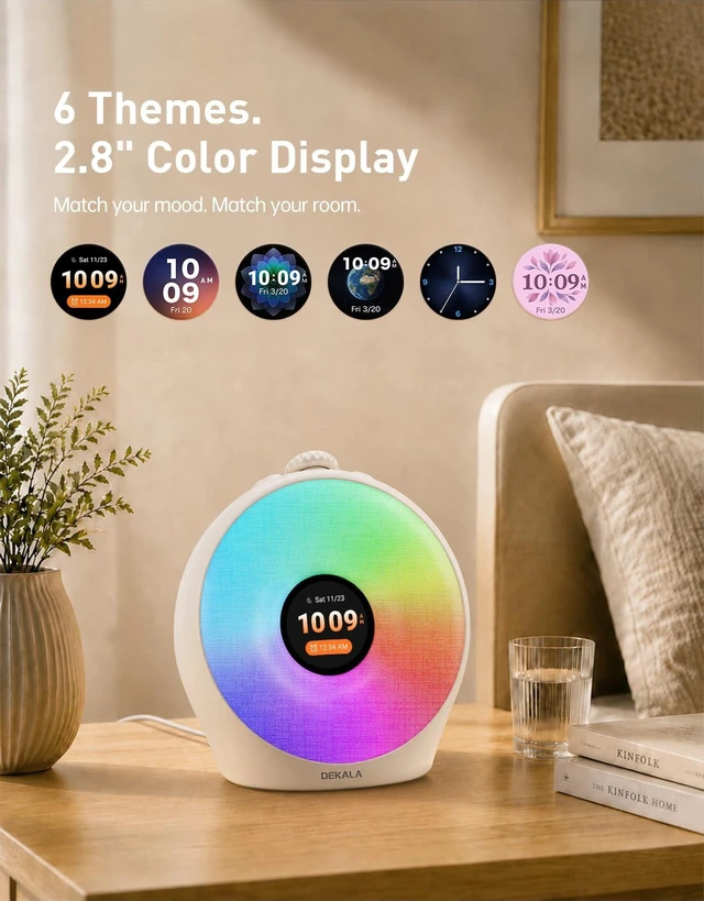 Alt view image 6 of 7 - Sunrise Alarm Clock with Pulse Wake, 7-Day Programmable 4 Loud Alarm | Sunset Sound Machine, Breathing Ambient Light,Wake Up Light, Play All Night Soothing Sounds, Easy Set IPS Display & 7 Themes