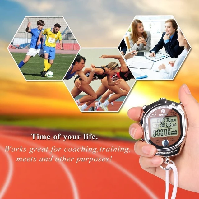 Alt view image 5 of 5 - Stopwatch Timer, Digital Stop Watch with 0.001second Timing, Metal 100 Laps Memory, Large dispaly Alarm Clock for Coach Sports Running Marathon