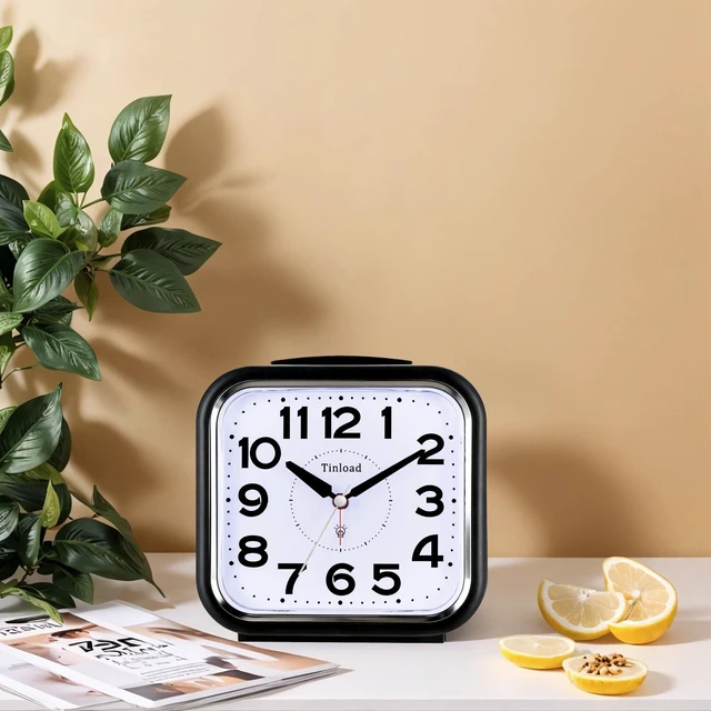 Alt view image 7 of 7 - 5.5" Large No Ticking Analog Alarm Clock,Silent Readable for Seniors,Easy to Set,Gradual Rise Alarm,Big Numbers,Gentle Wake,Snooze, Lighted on Demand,Battery Operated(Black-B)