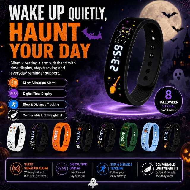 Alt view image 2 of 7 - Vibrating Alarm Wristband Silent Wearable Watch Digital Clock for Heavy and Deep Sleepers Adults Deaf Hearing Impaired Men Women Wake Up Bracelet Fitness Reminder Multifunctional