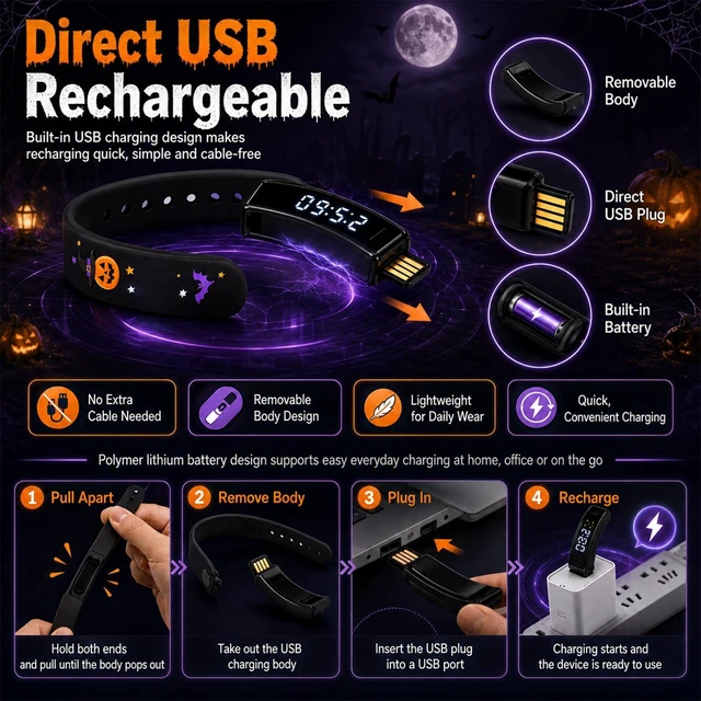 Alt view image 7 of 7 - Vibrating Alarm Wristband Silent Wearable Watch Digital Clock for Heavy and Deep Sleepers Adults Deaf Hearing Impaired Men Women Wake Up Bracelet Fitness Reminder Multifunctional