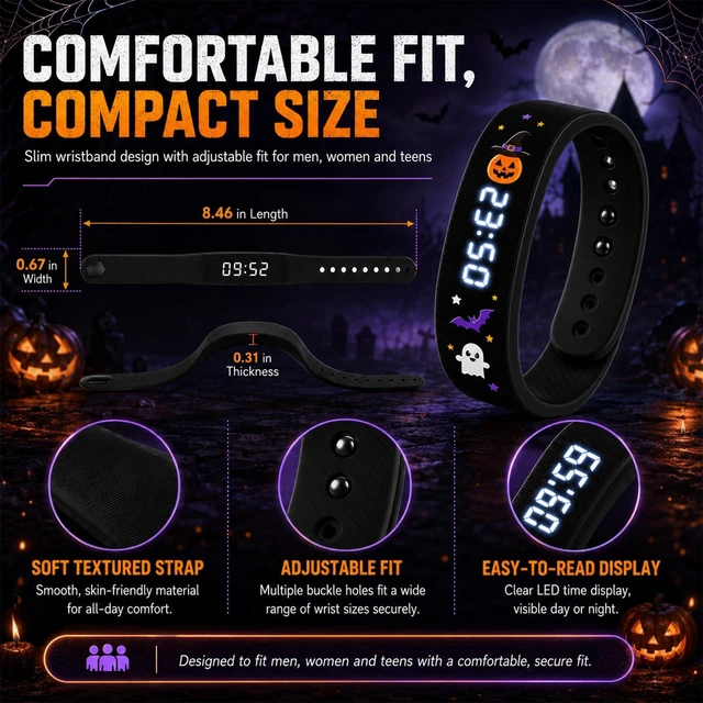 Alt view image 6 of 7 - Vibrating Alarm Wristband Silent Wearable Watch Digital Clock for Heavy and Deep Sleepers Adults Deaf Hearing Impaired Men Women Wake Up Bracelet Fitness Reminder Multifunctional