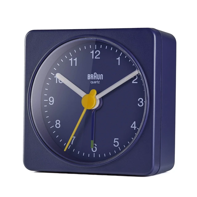 Alt view image 2 of 6 - Classic Travel Analogue Clock, Compact Size, Quiet Quartz Movement, Crescendo Beep Alarm in Blue, Model BC02BL, One
