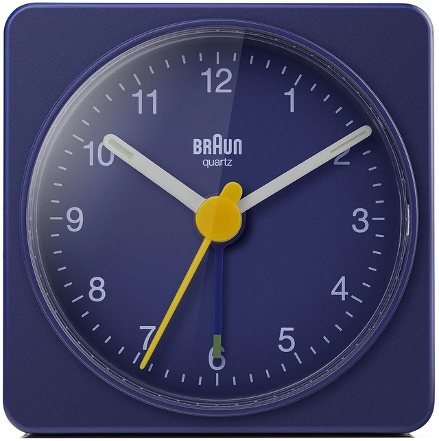 Main image of Classic Travel Analogue Clock, Compact Size, Quiet Quartz Movement, Crescendo Beep Alarm in Blue, Model BC02BL, One