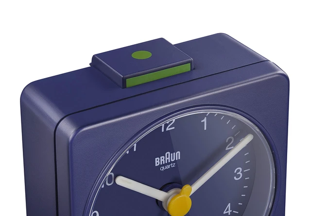 Alt view image 4 of 6 - Classic Travel Analogue Clock, Compact Size, Quiet Quartz Movement, Crescendo Beep Alarm in Blue, Model BC02BL, One