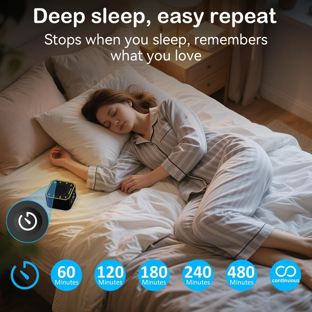 Alt view image 5 of 7 - 2-in-1 Sound Machine Alarm Clock: 30 Non-Looping Sounds, Compact | Block Outside Noise for Sleep & Focus, 30 Adjustable Volume, Dimmable Nightlight & Display Brightness, 10-480 Min Timer