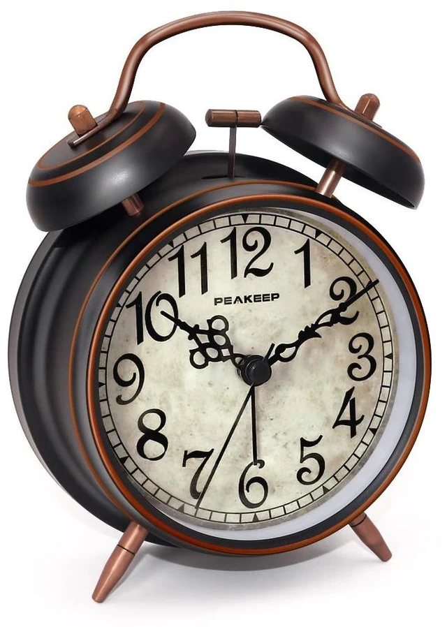 Main image of Retro 4 inches Battery Operated Twin Bell Loud Alarm Clock | for Heavy Sleepers Adults, Old Fashioned Back to 80s for Bedroom Desk Living Room Kids' Room Decoration (Black with Arabic)