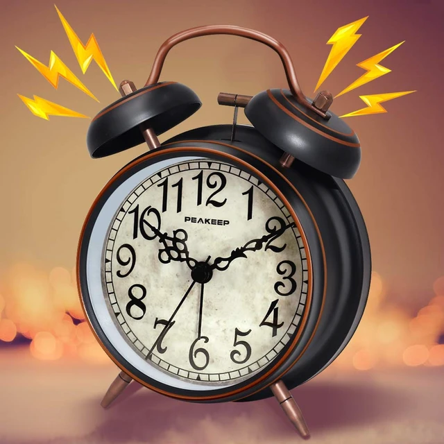 Alt view image 2 of 7 - Retro 4 inches Battery Operated Twin Bell Loud Alarm Clock | for Heavy Sleepers Adults, Old Fashioned Back to 80s for Bedroom Desk Living Room Kids' Room Decoration (Black with Arabic)
