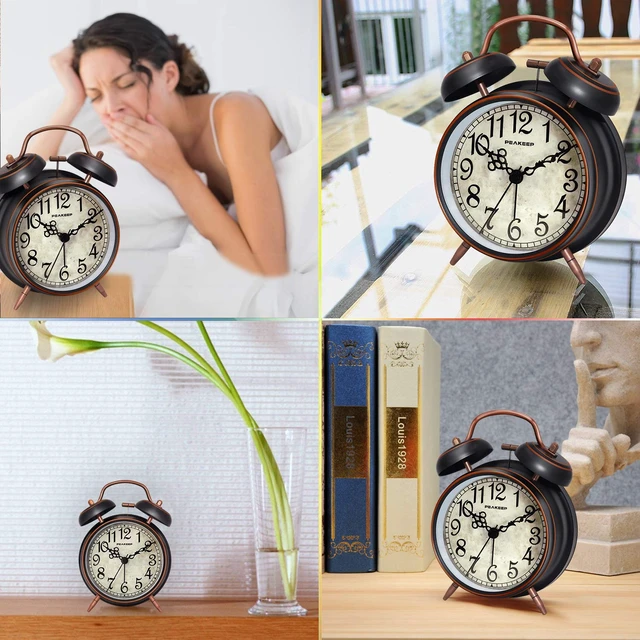 Alt view image 4 of 7 - Retro 4 inches Battery Operated Twin Bell Loud Alarm Clock | for Heavy Sleepers Adults, Old Fashioned Back to 80s for Bedroom Desk Living Room Kids' Room Decoration (Black with Arabic)