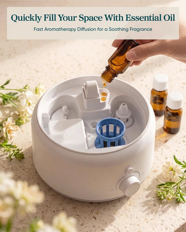 Alt view image 6 of 7 - Humidifiers for Bedroom 3.2L for Large Room, Dishwasher Safe | Easy & Top Fill, 23dB, 26H Runtime, Cool Mist for Baby, Plants, Blue Light-Safe, Essential Oil Diffuser, Neoclassic 350