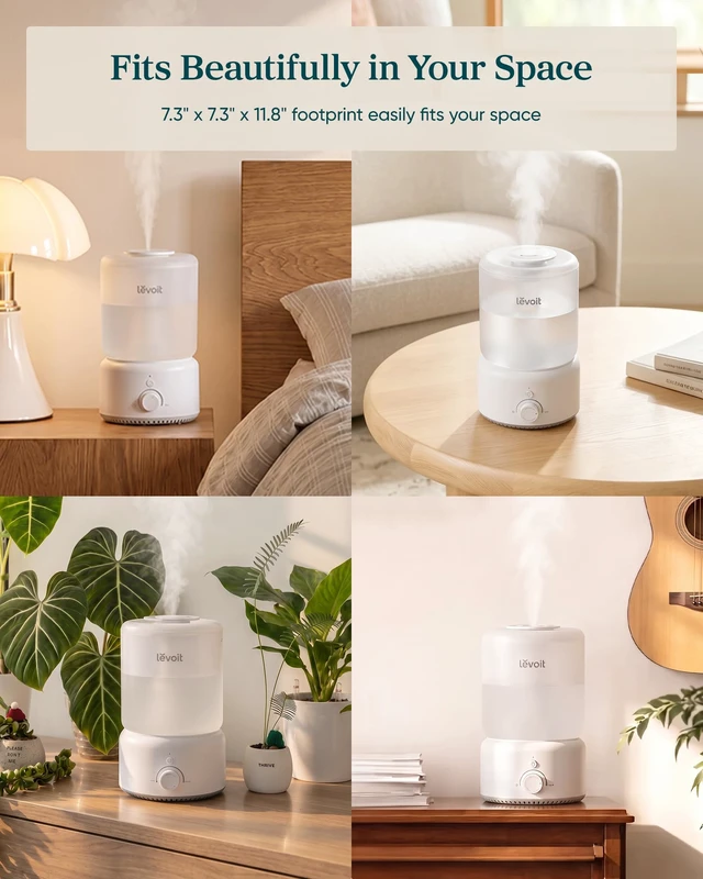 Alt view image 7 of 7 - Humidifiers for Bedroom 3.2L for Large Room, Dishwasher Safe | Easy & Top Fill, 23dB, 26H Runtime, Cool Mist for Baby, Plants, Blue Light-Safe, Essential Oil Diffuser, Neoclassic 350
