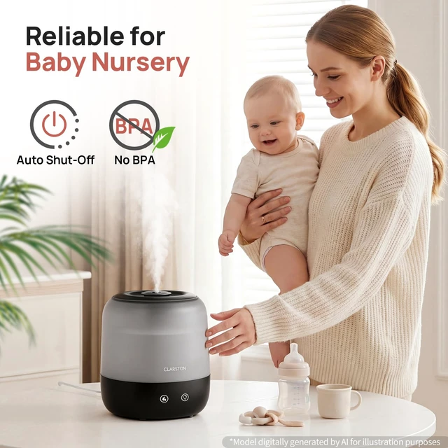 Alt view image 6 of 7 - Humidifiers for Bedroom, 2L Cool Mist Humidifier, 24dB Quiet Sleep | 25H Runtime, Easy to Top Fill & Clean, Humidification for Baby Nursery & Plant, 360° Nozzle for Large Room, Nightlight,No BPA