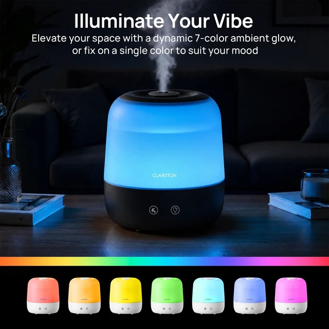 Alt view image 2 of 7 - Humidifiers for Bedroom, 2L Cool Mist Humidifier, 24dB Quiet Sleep | 25H Runtime, Easy to Top Fill & Clean, Humidification for Baby Nursery & Plant, 360° Nozzle for Large Room, Nightlight,No BPA