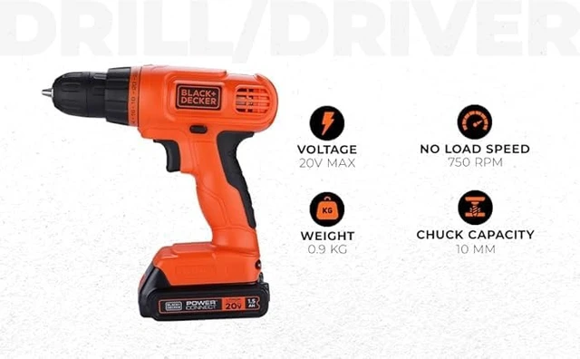 Alt view image 2 of 7 - 20V MAX POWERCONNECT Power Drill Cordless Drill Driver Electric Screwdriver with 30 Piece Bit Set and Drivers Kit, Battery and Charger Included (LD120VA)