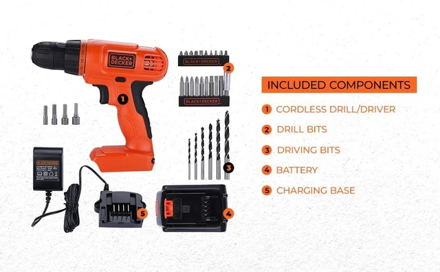 Alt view image 4 of 7 - 20V MAX POWERCONNECT Power Drill Cordless Drill Driver Electric Screwdriver with 30 Piece Bit Set and Drivers Kit, Battery and Charger Included (LD120VA)
