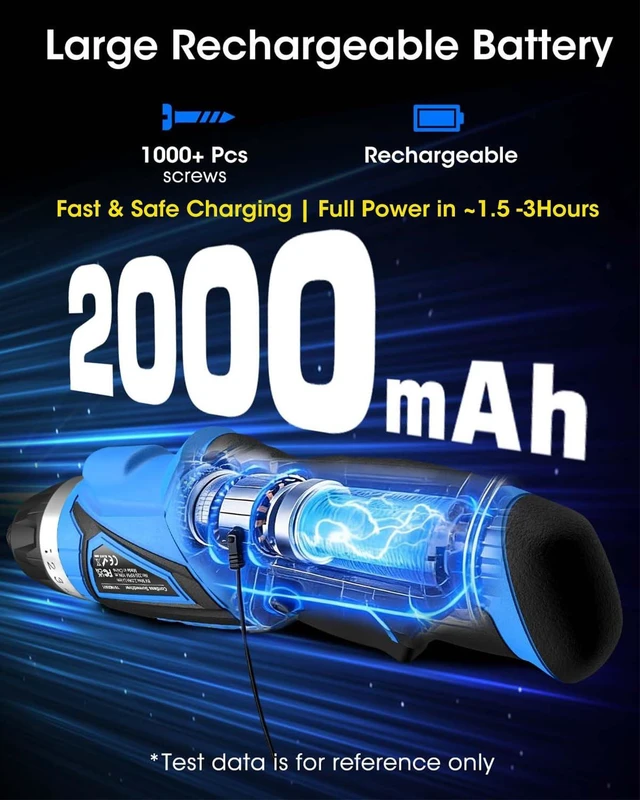 Alt view image 4 of 7 - 8V Cordless Screwdriver,10+1 Precision Torque Electric Screwdriver Max10N·m | Upgraded 2000 mAh Rechargeable Screw Gun with 50-Piece Kit,180° Pivoting Handle,Flexible Shaft,LED Light,Gift for DIY&Home