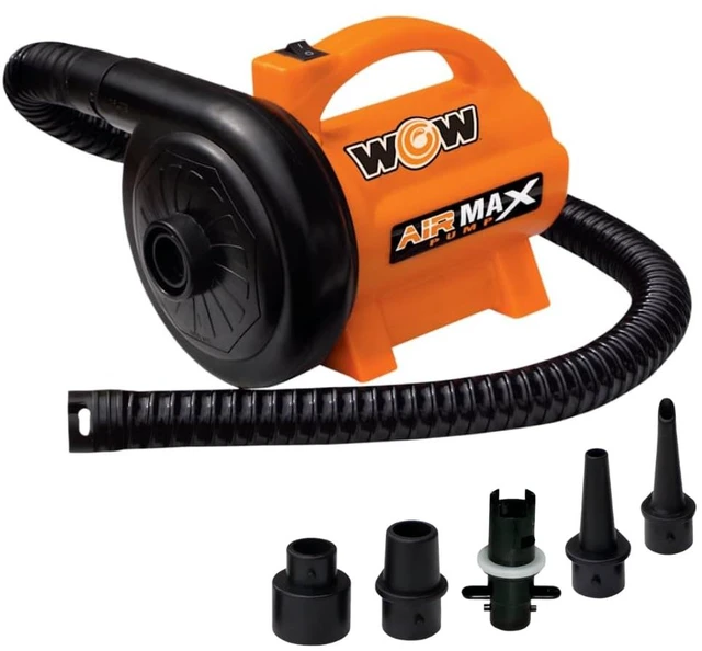 Main image of 120V AC Electric Pump - 600 L/min Air Inflator - 5 Adapters | A 120V AC air pump for towables, pool floats, and air mattresses. 600 L/min; adapters for Boston, pinch, and standard valves.