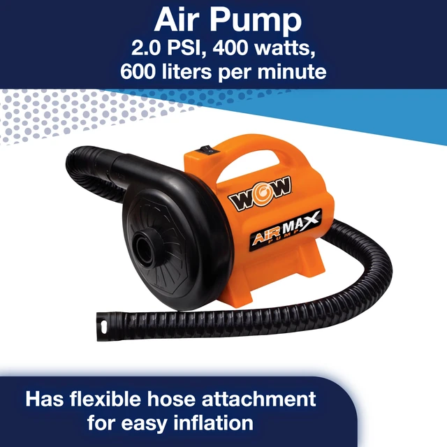 Alt view image 2 of 4 - 120V AC Electric Pump - 600 L/min Air Inflator - 5 Adapters | A 120V AC air pump for towables, pool floats, and air mattresses. 600 L/min; adapters for Boston, pinch, and standard valves.